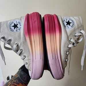 Converse High-Top Sneakers with Pink Gradient Sole